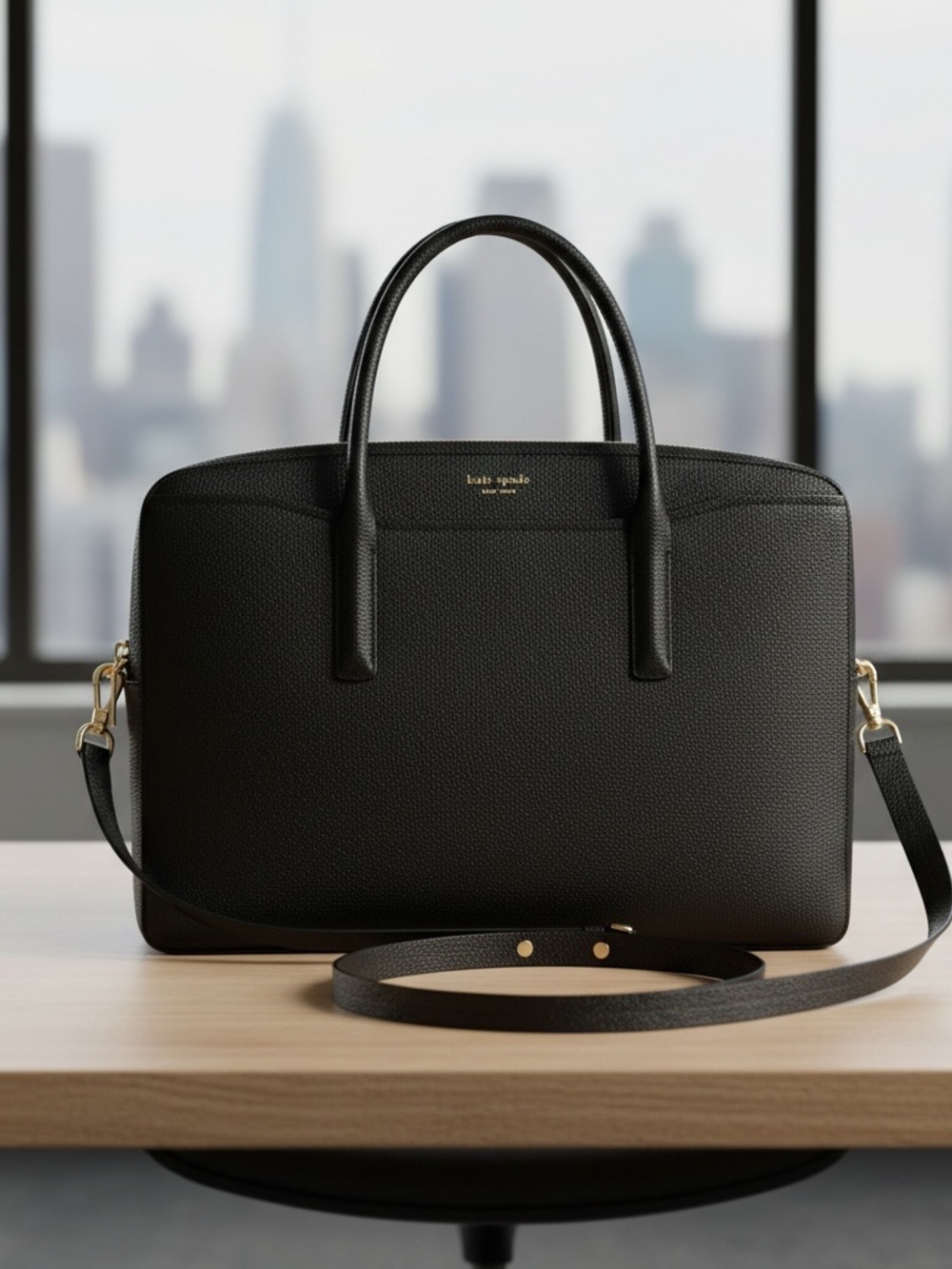 Kate Spade New York Margaux Pebbled Leather Universal Laptop Bag in Black
